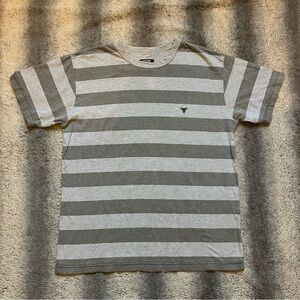 Fallen Apparel Striped Gray T-Shirt Men’s Medium Skate Tees Light & Dark Grey